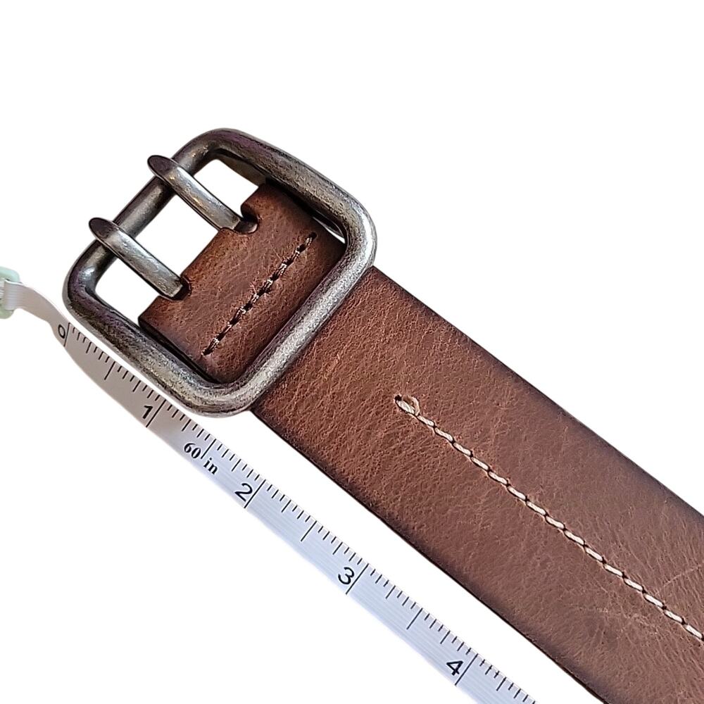 Lucky Brand Brown Leather Belt Center Stitch Double Prong Men's Sz 42 NWT